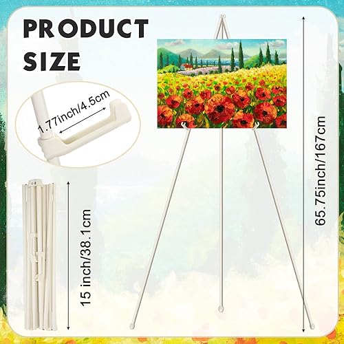 Miniatura 2 de Paquete de 9 caballetes plegables de 63 pulgadas, caballete de pintura portátil, caballete telescópico de metal ligero, caballete de piso para