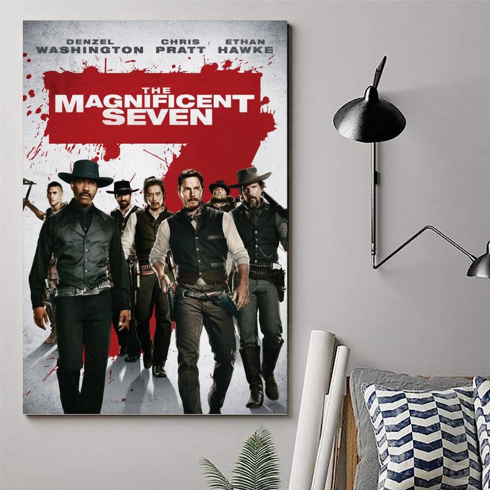 Póster de película The Magnificent Seven de 1960 en lienzo para sala de estar, decoración de pared, oficina, impresiones artísticas para decoración de pared, decoración de habitación, decoración de
