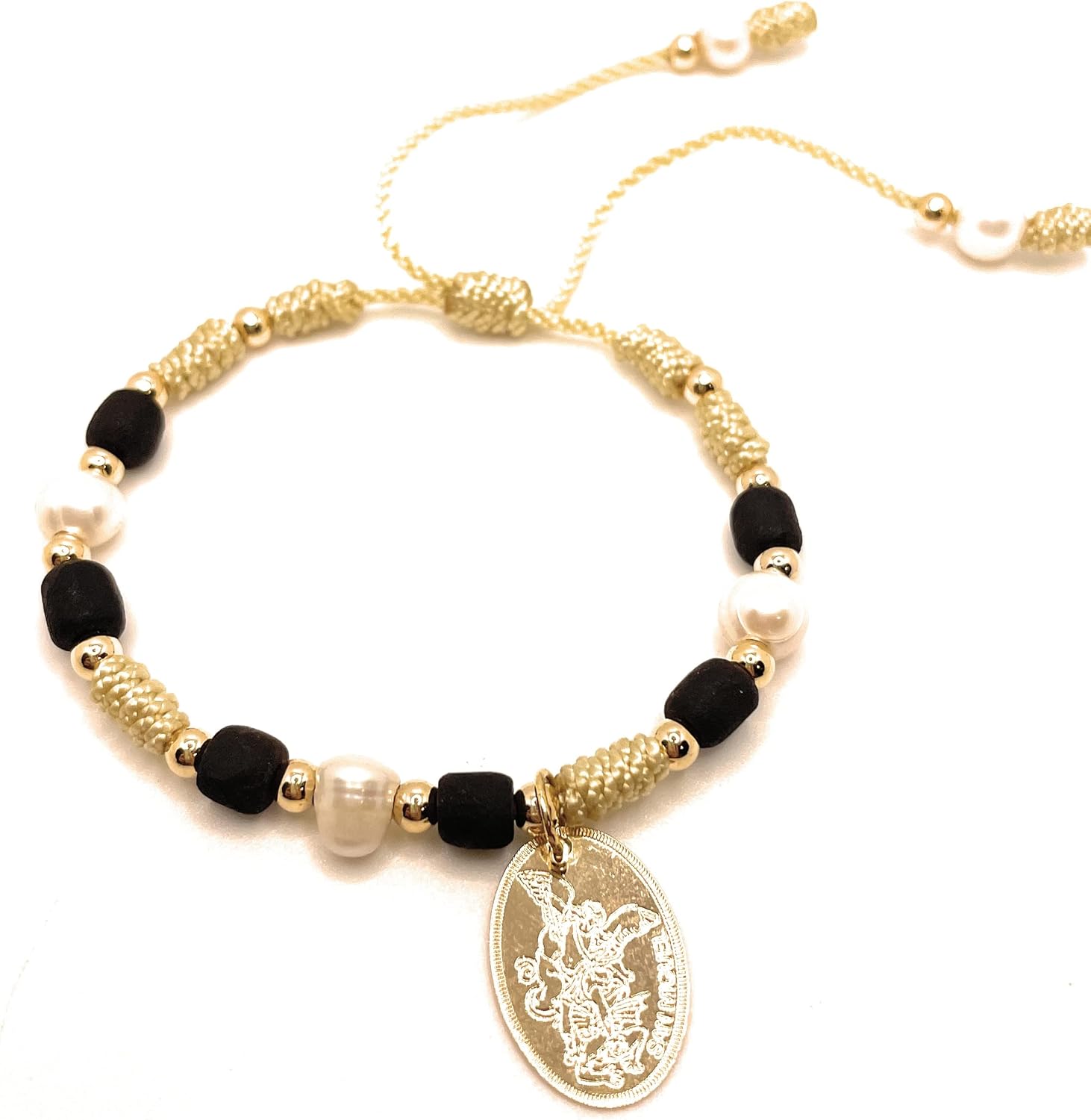 Archangel Michael, Archangel Adjustable Bracelet, Saint Michael, Saint Bracelet, Guardian Angel, Jewelry of Saints, Cataholic bracelet for women, Catholic gifts, Pearl bracelet, Jewelry for Women. - Image 2