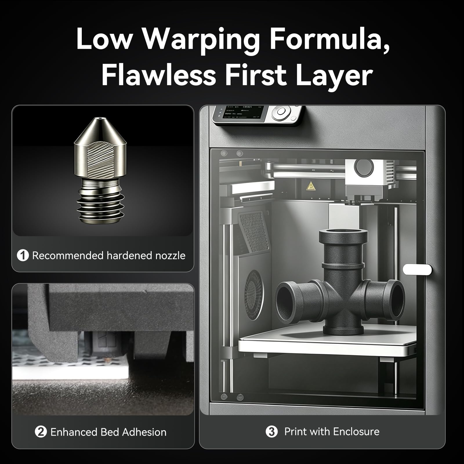 Kingroon Filamento de nailon para impresora 3D, precisión dimensional +/- 0,03 mm, carrete de 1 kg (1 kg), 1,75 mm, color negro