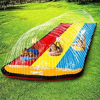 Jambo Triple Lane Slip, Splash and Slide for Backyards | Water Splash Slide Waterslide with 3 Boogie Boards | 16 Foot Thre...