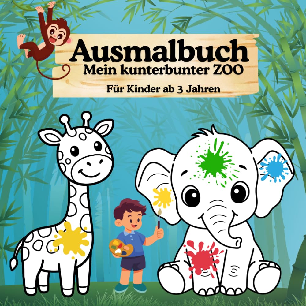 Mein kunterbunter Zoo: Ausmalbuch mit liebevollen Tiergeschichten - perfektes Geschenk für Kinder ab 3 Jahren