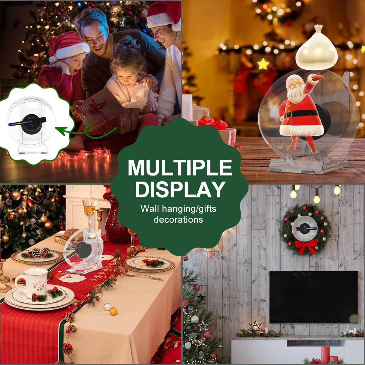 3D Hologram Fan with WiFi, 4.72 inch 3D Holographic Fan Projector Advertising Display with Cover Picture Spinner & Remote for Business Store,Halloween,Christmas,Parties (12cm,4G)