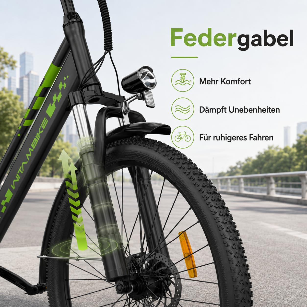 E-Bike 250W Motor 48V20 Akku 7-Gang mit Federdämpfung Scheibenbremsen | 25 km/h Höchstgeschwindigkeit, 100-120 km Reichweite, Scheibenbremsen, Herren & Damen, Stadt & Gelände