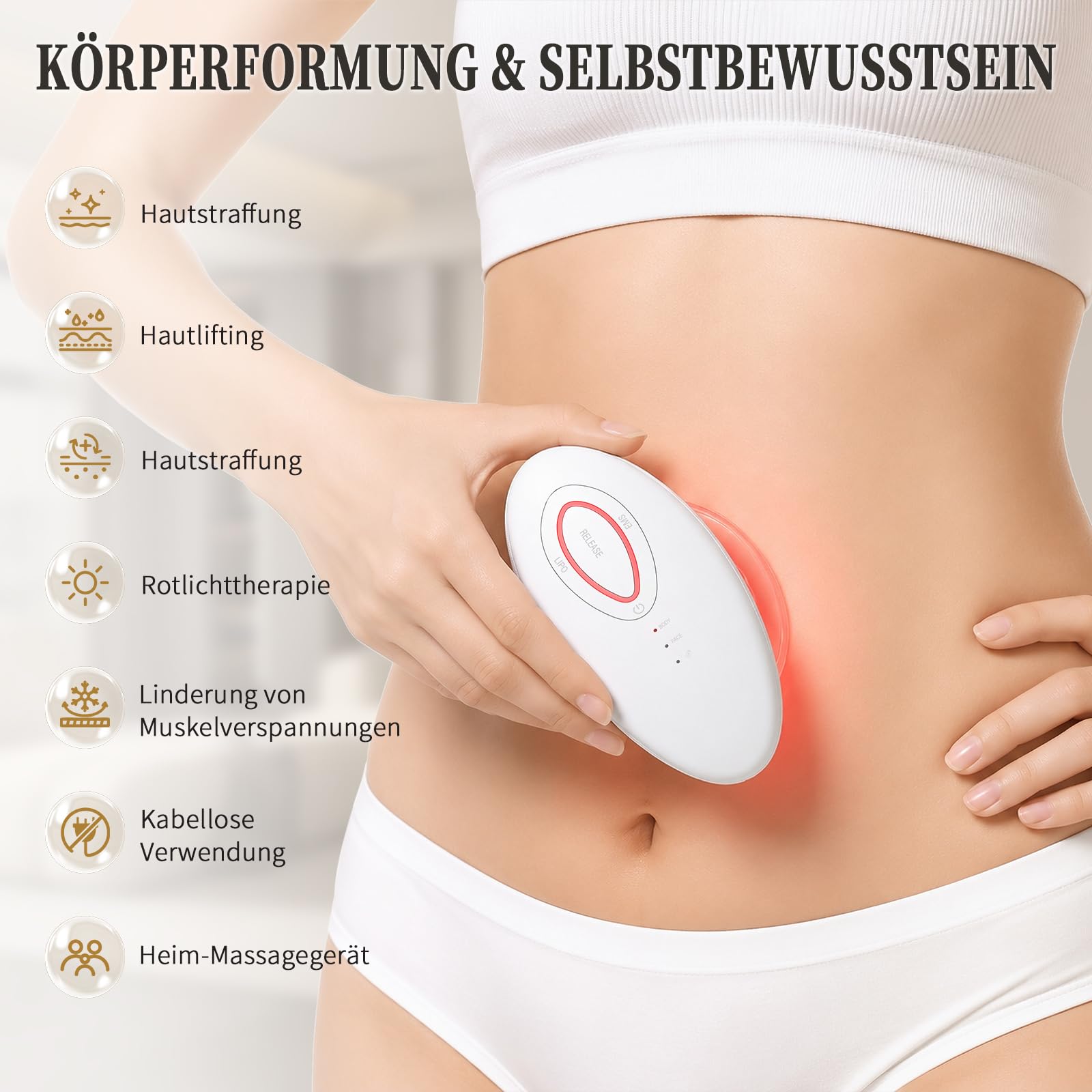 Ehomfory 3in1 Schröpfmassagegerät Cellulite Massagegerät mit Lymphdrainage Gerät Massage Gun, Vakuum und EMS & Rotlicht Funktion für Zur Gesichtsstraffung Bauch, Arme, Beine und Liebesgriffe