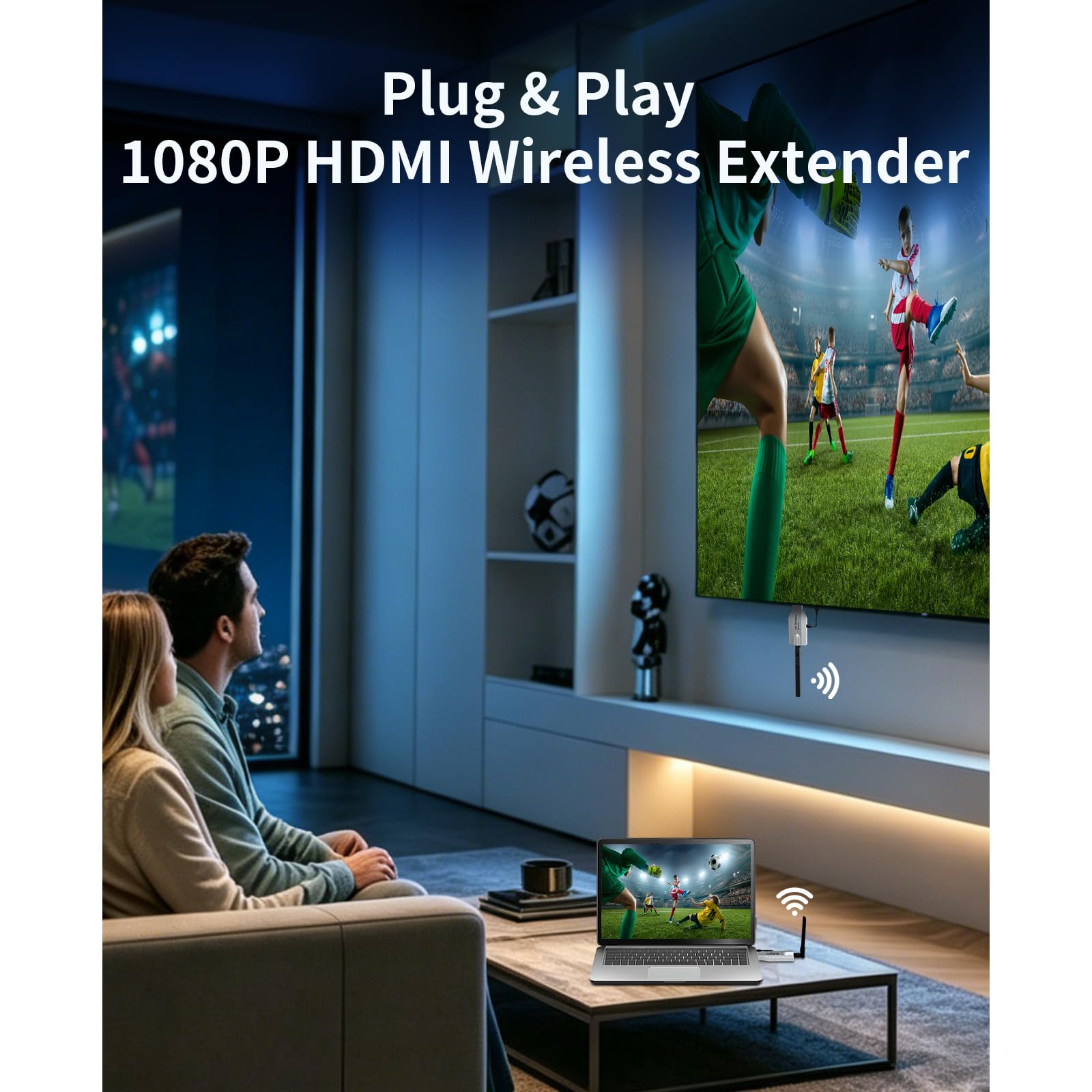 HDMI sans Fil Émetteur et 2 Récepteurs, 100 Mètres 1080P@60hz,Décodage 4K | Sac de Rangement Portable,Plug and Play,Double Bande 2.4G/5G,pour PC, Caméra, TV Box, Projecteur, Moniteur