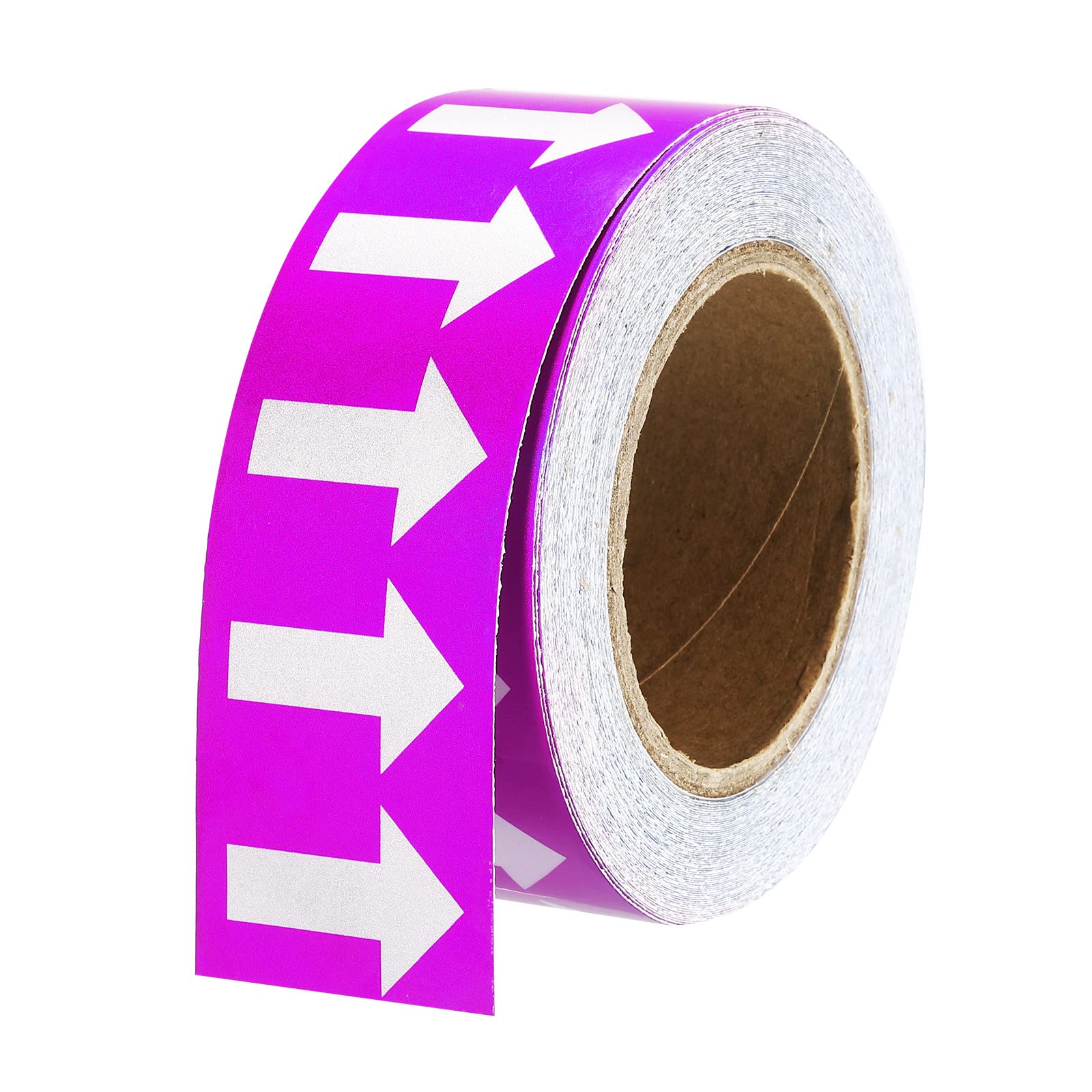 PATIKIL White on Purple Color Arrow Tape Vinyl Stickers Arrow Labels 50mm/1" for Pipe Markers, 1 Roll
