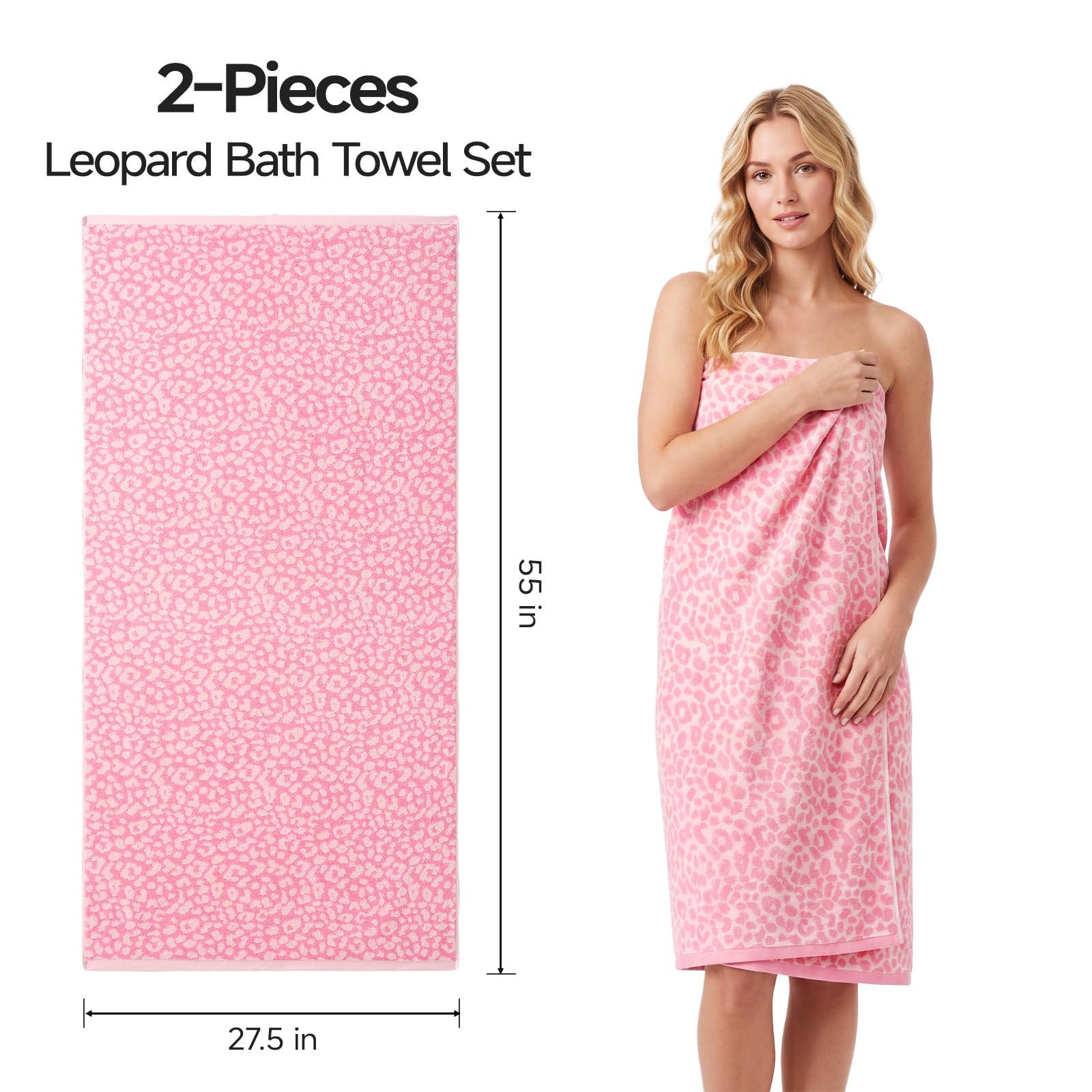 Leopard Print Bath Towels - REDKISS Set of 2 -3 Leopard Print Bath Towels - REDKISS Set of 2 -3