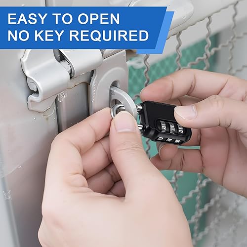 Miniatura 6 de Paquete de 16 candados de combinación de 3 dígitos, candado impermeable para exteriores, cerraduras de equipaje reiniciables para equipaje,