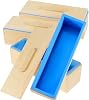 3PCS 47oz Silicone Soap Kit, Blue Rectangular Silicone Loaf Soap Making with 3 Wooden Boxes and 3 Lids, DIY Supplies for Soap Making