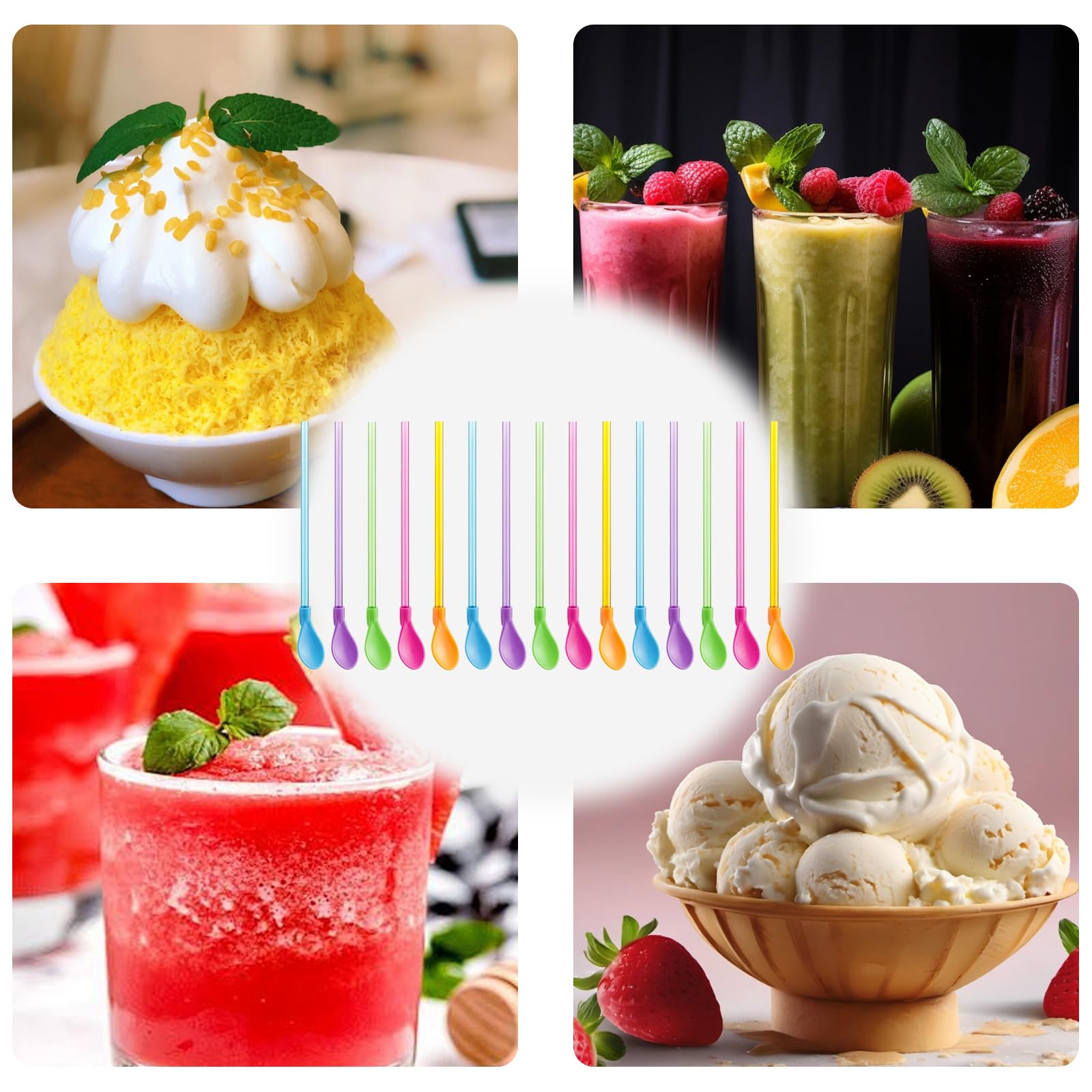 1000pcs - Pailles En Plastique,Cuillère À Boire, Paille Pour Bar, Pub, Fournitures De Fête D