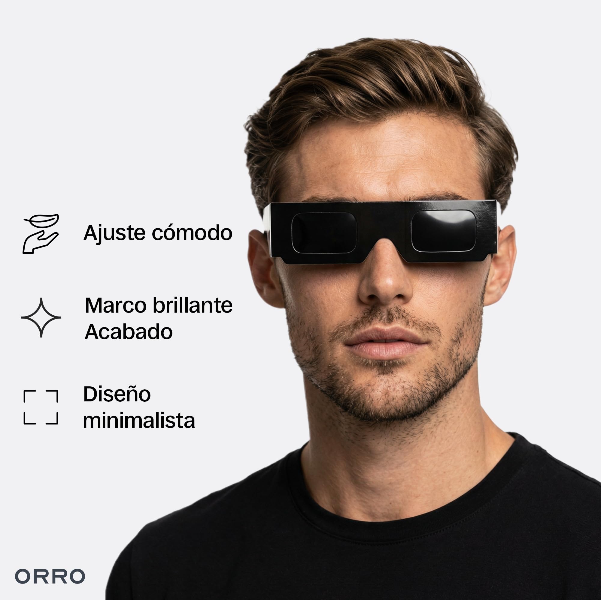 ORRO Gafas para eclipse solar Classic 37 mm Pack de 12, Negro, Protección ocular certificada, Probadas según EN ISO 12312-2:2015, Marcado CE para observación solar directa segura
