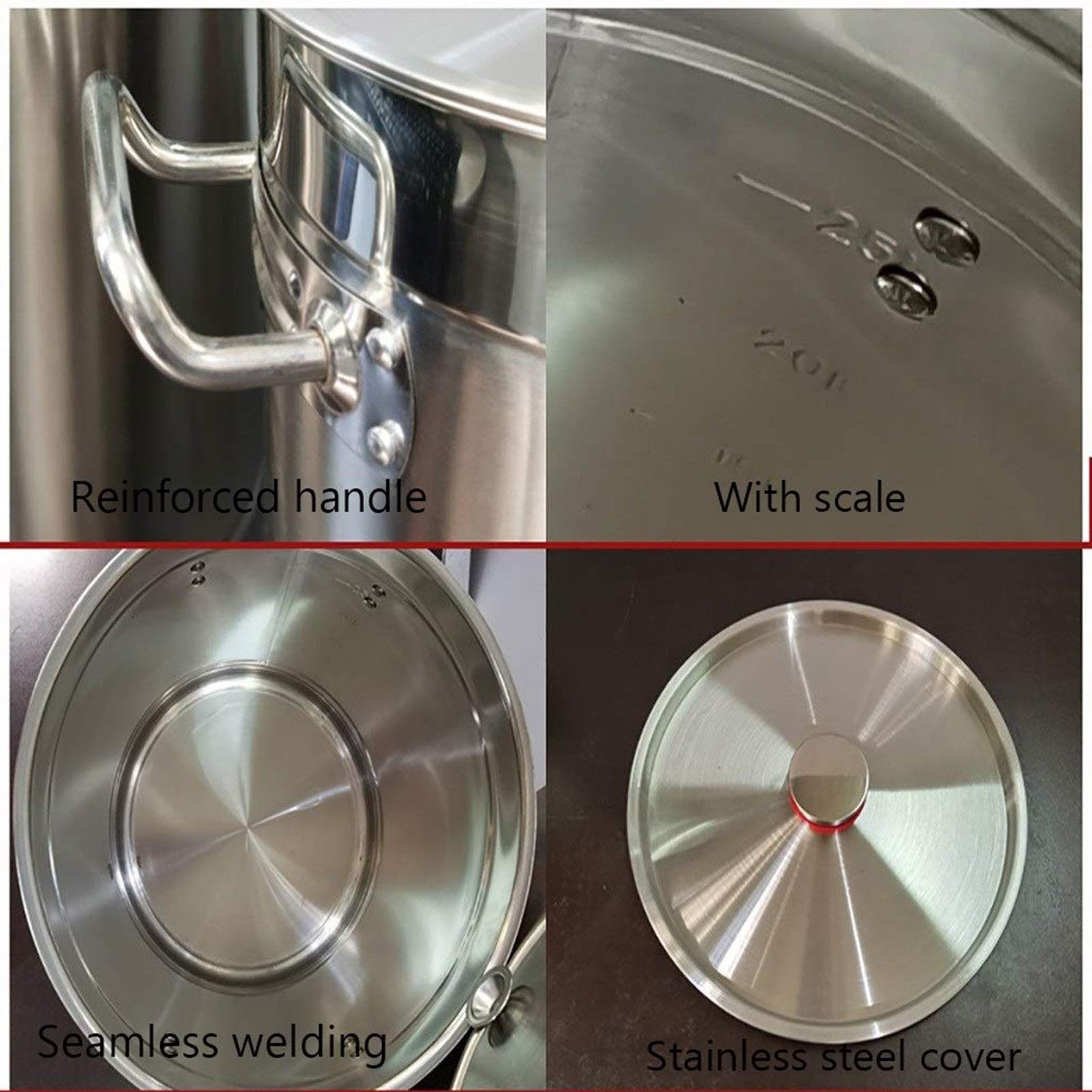 Olla De Acero Inoxidable De 60 L con Tapa: Olla Resistente para Cocinas De Gas E Inducción, De Grado Comercial 304, Ideal para Uso Doméstico Y Profesional.，60L