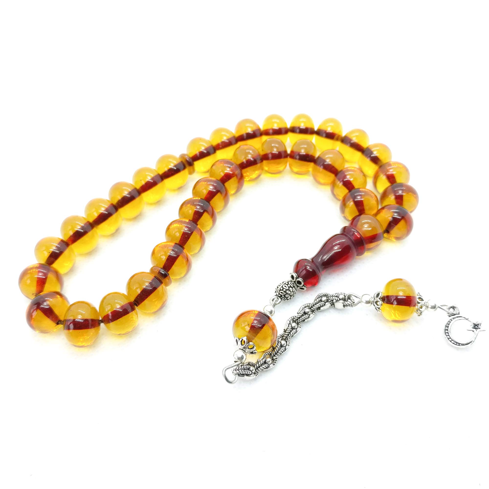 Ottoman Style Prayer Beads with 925 Sterling Silver Tassel, Turkish Amber Rosary, Turkish Worry Beads, Osmanli Benzetmesi Tesbih, Tasbih Tasbeeh, Komboloi, Eid Gift, Father's Day Gift by DunyaGems
