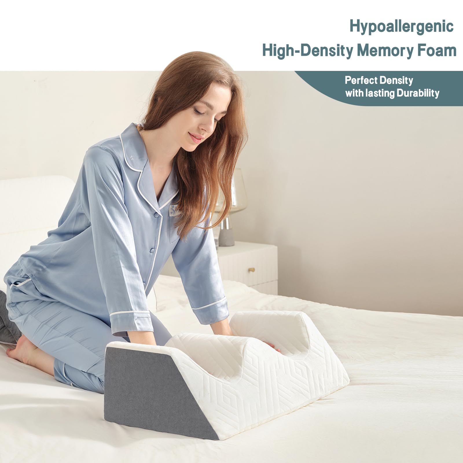 6pcs Bettkissen-Set aus Memory-Schaum, Ergonomisches Keilkissen, Verstellbares Rückenkissen zum Lesen, Fernsehen und Entspannen, Komfortkissen für Bett und Sofa