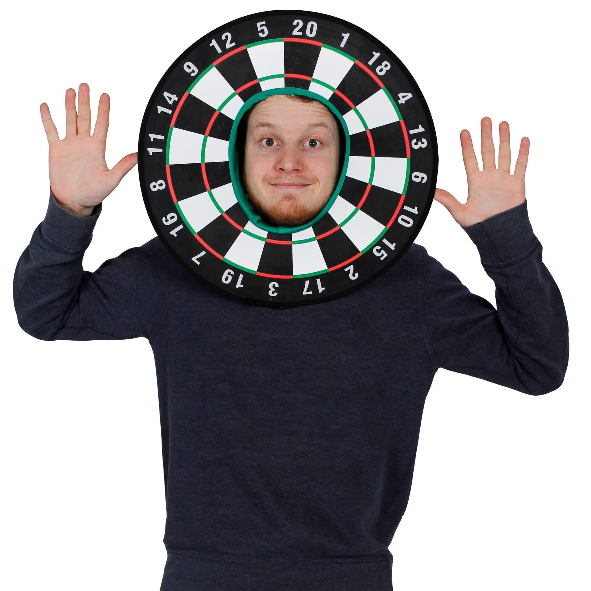 Dart Board Hat - X 6 Unisex Fancy Dress Dartboard Novelty Sports Accessory - Attached Hood - Perfect For Stag Nights, Pub Crawls and Sporting Events