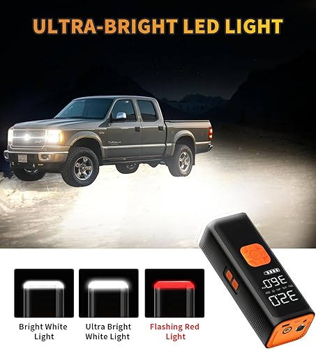 Miniatura 5 de VIL Compresor de aire portátil para inflador de neumáticos, bomba de aire de 12 V CC para neumáticos de automóvil, compresor de aire portátil de 150