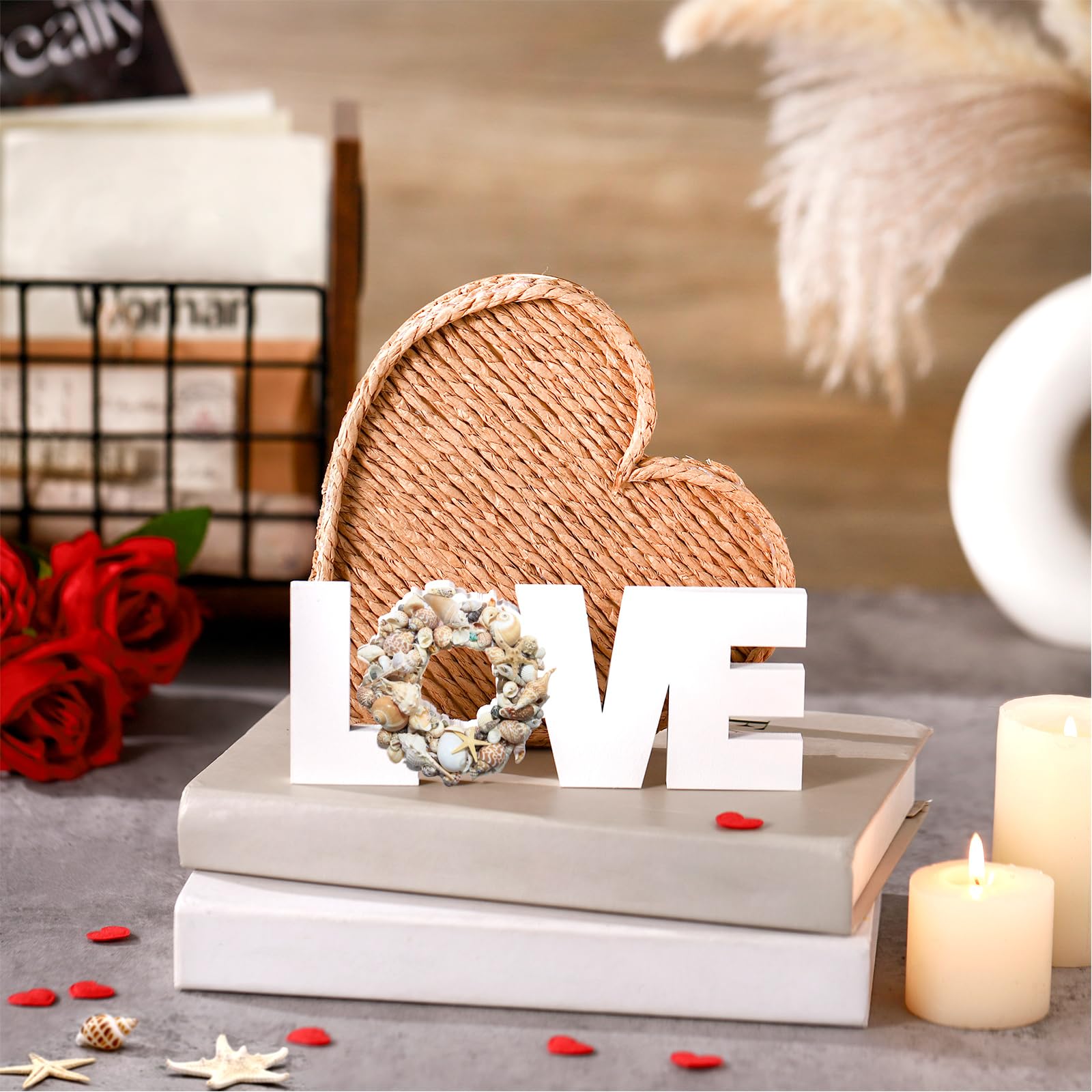 Amazon.com: Quzzil 2Pcs Valentines Day Decor Love Wooden Table Sign ...