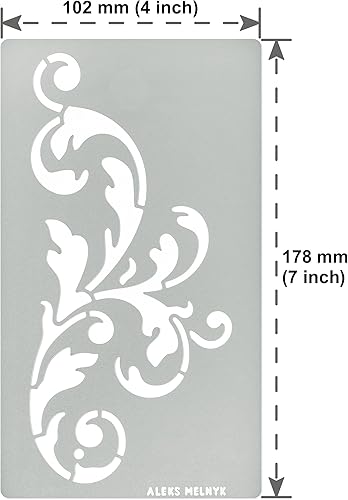 Miniatura 4 de Aleks Melnyk No.349 - Plantilla de metal, remolinos, adornos, flores, vid, patrones, borde, plantilla pequeña, 1 unidad, plantilla para leña,