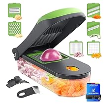 Ibergrif M521 Taglia Verdure Manuale, Taglia Verdure Cubetti Multifunzionale, 6-in-1 Mandolina Taglia Verdure, Taglia Carote Senza BPA, Affetta Verdure per Tritare Frutta e Verdura