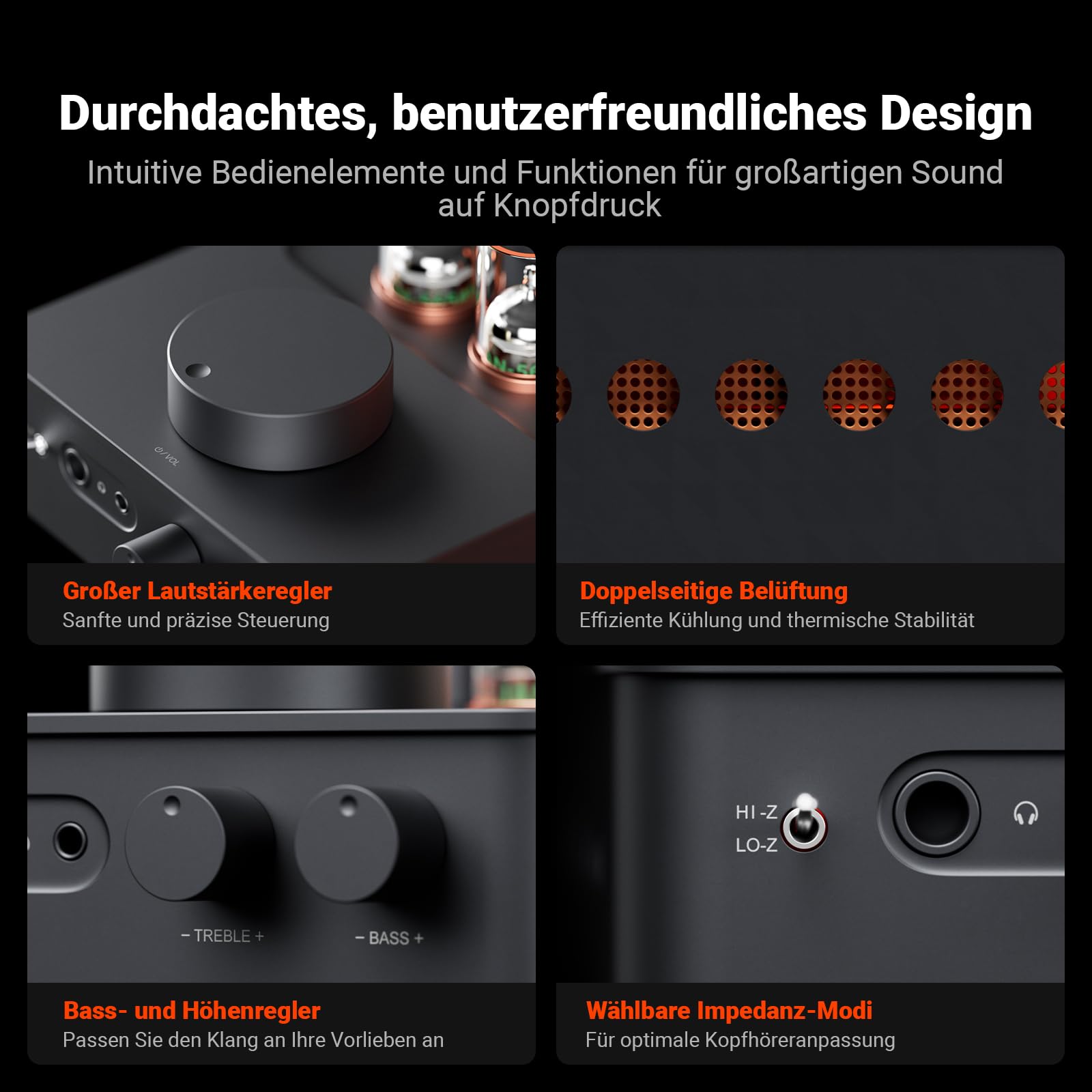 Fosi Audio GR70 Röhren Kopfhörer Verstärker, Authentische Röhren-Verstärkung Preamp mit Vakuum, Mini-HiFi-Vorverstärker für Home Audio, 3.5mm & 6.35mm Klinkenbuchsen, Unterstützt 16-300 Ohm Impedanz