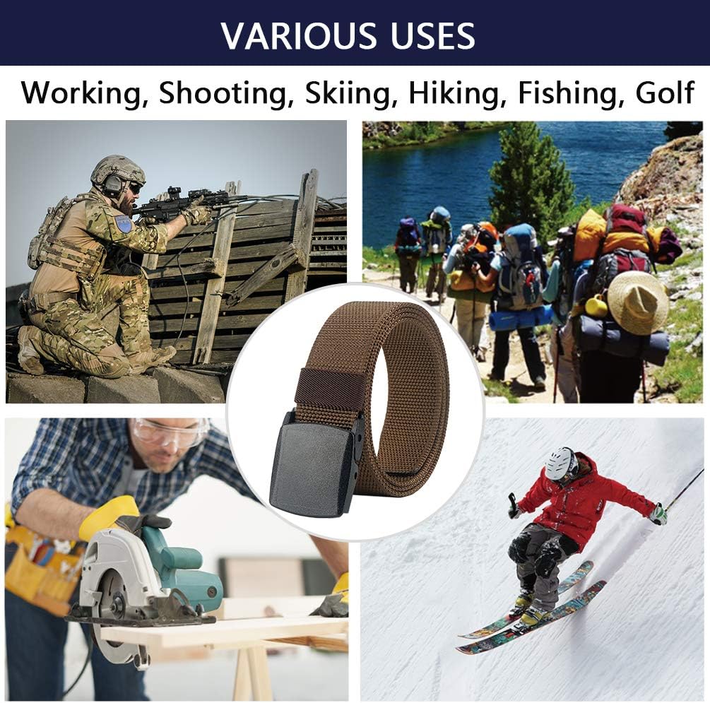 LionVII Mens Belt Web, Nylon Casual Belt with Plastic Buckle Breathable for Work Travel, Easy Trim to Fit 28-49" Waist - Image 7