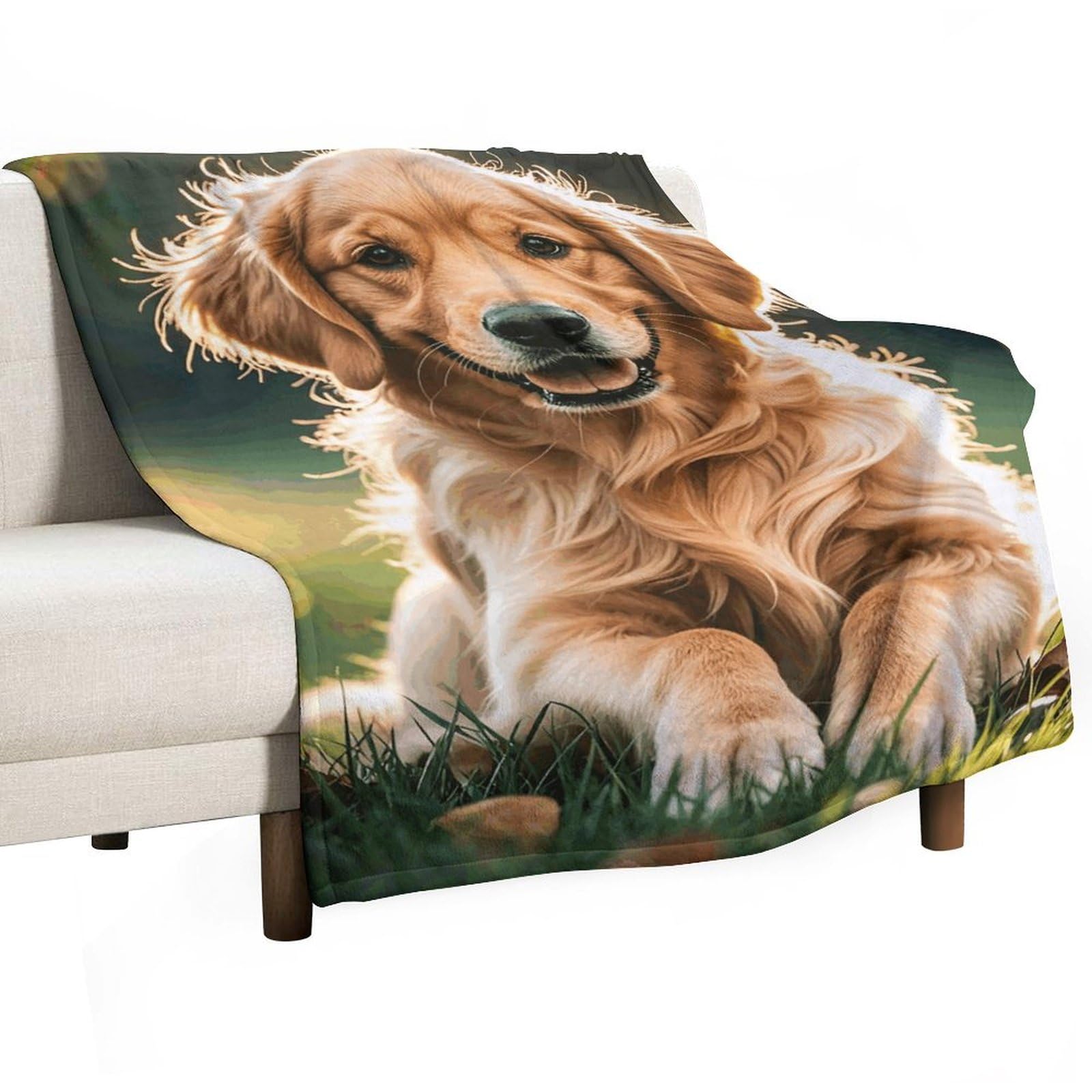 Couverture en flanelle Golden Retriever douce et légère pour lit et canapé, 167 x 228 cm