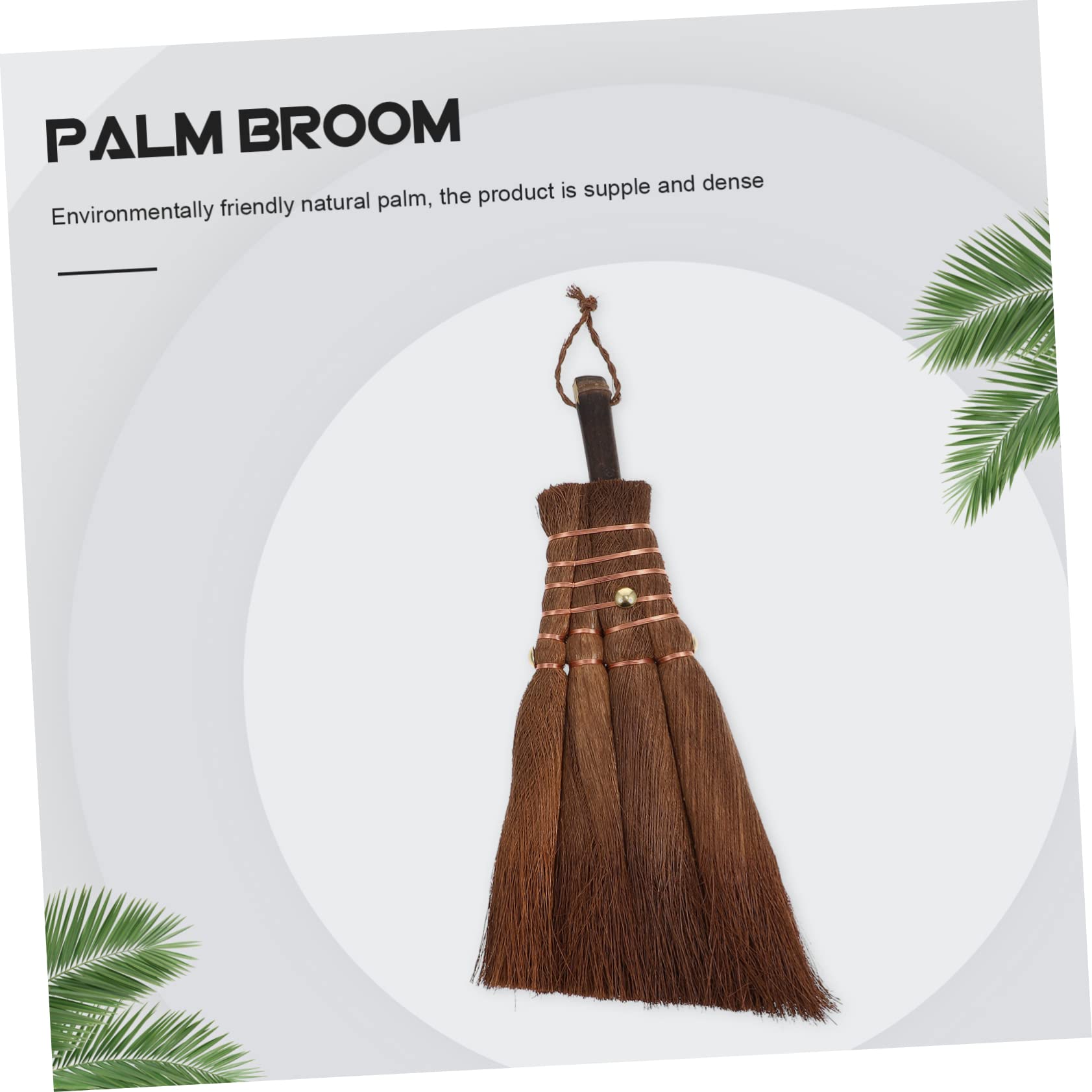 MOLUCKFU 1pc Small Broom Compact Dustpan Brush Desk Cleaning Brush Table Broom Stainless Cleaner Wizard Broomstick Kitchen Duster Indoor Broom Tool Manual Broom Palm Brown