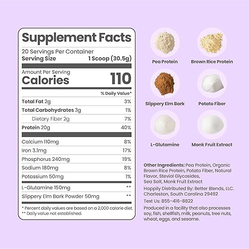 Miniatura 4 de Proteína vegana en polvo con fibra prebiótica, apta para el intestino, bajo FODMAP, sin gluten, sin lácteos, sin goma, sin azúcar, sin soja, 20