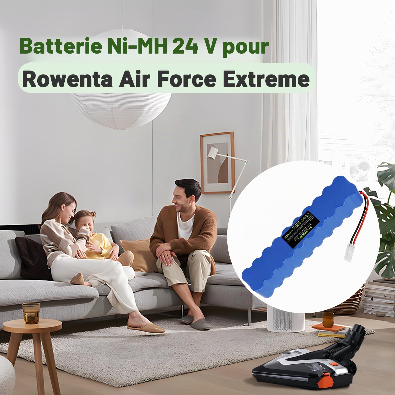 24V 4000mAh Batterie de Remplacement Ni-MH pour Rowenta Air Force Extreme RH8770, RH8770WU, RH8770WU-2D-1, RH8771,RH877101, RH8775, RH877501, RH8779 Air Force Extreme Plus Propre
