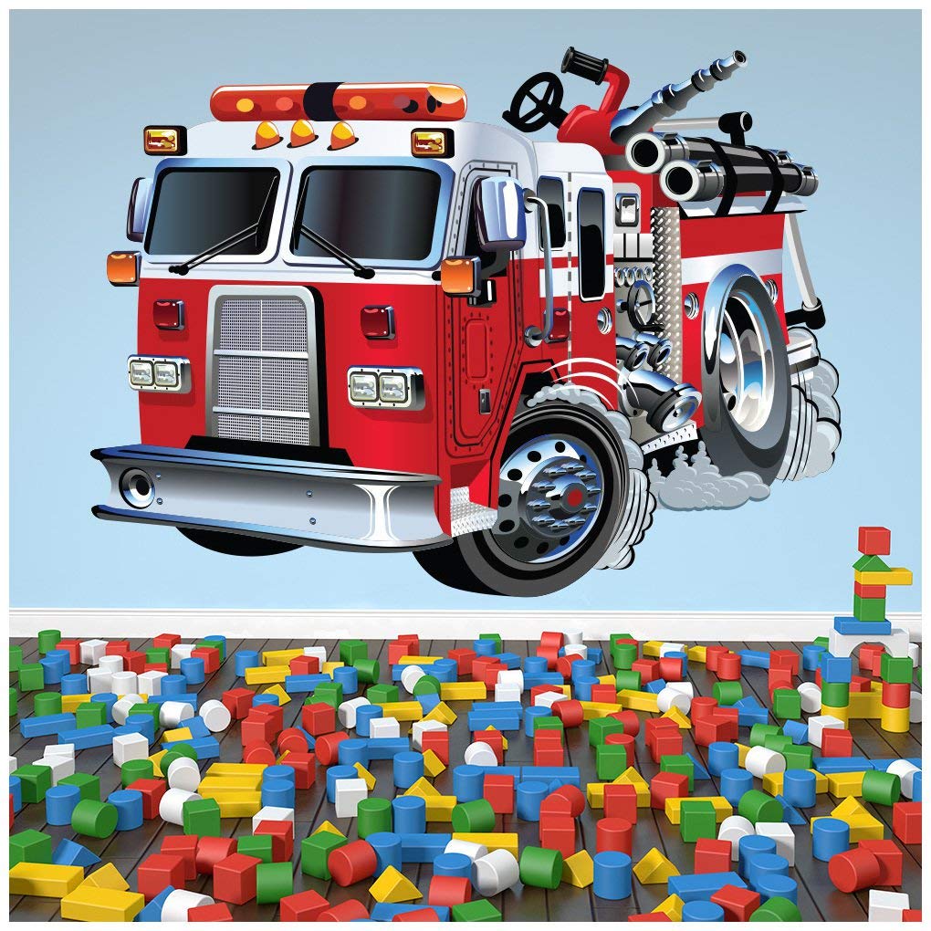 azutura Red Fire Engine Wall Sticker available in 8 Sizes Digital
