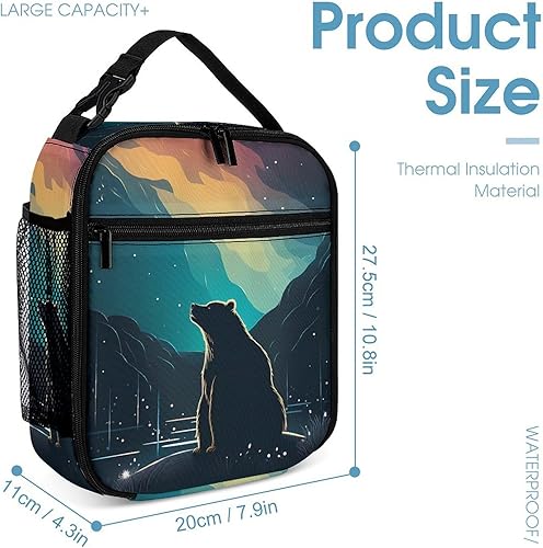 Miniatura 2 de Northern Lights Bear Insulated Lunch Bag for Women Men Reusable Lunch Box Tote Bag for Work Travel
