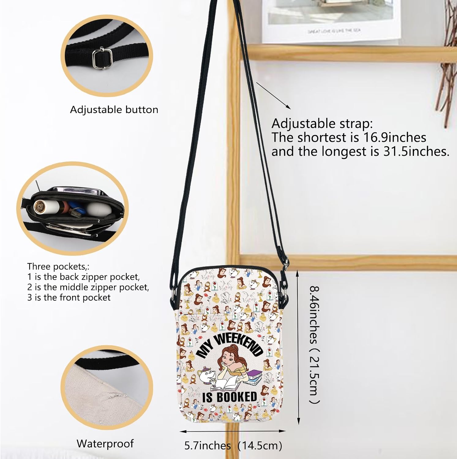 Beauty Movie Inspire Crossbody Bag My Weekend Is Booked Shoulder Bag Beauty Fairy Princess Messenger Bag