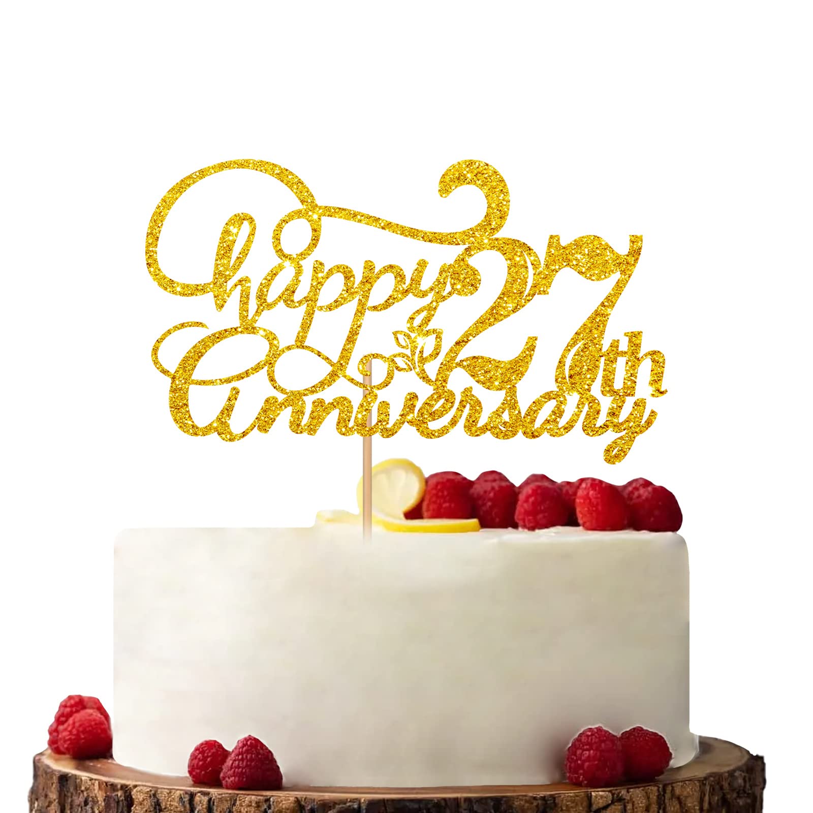 Amazon.com: Gold Happy 27th Anniversary Cake Topper