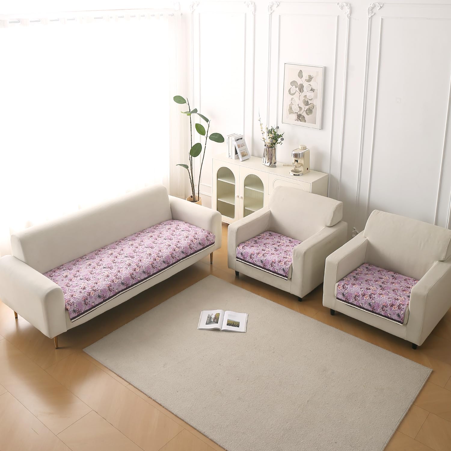 Velvet Sofa Backrest Mat - Pansies Teal -22