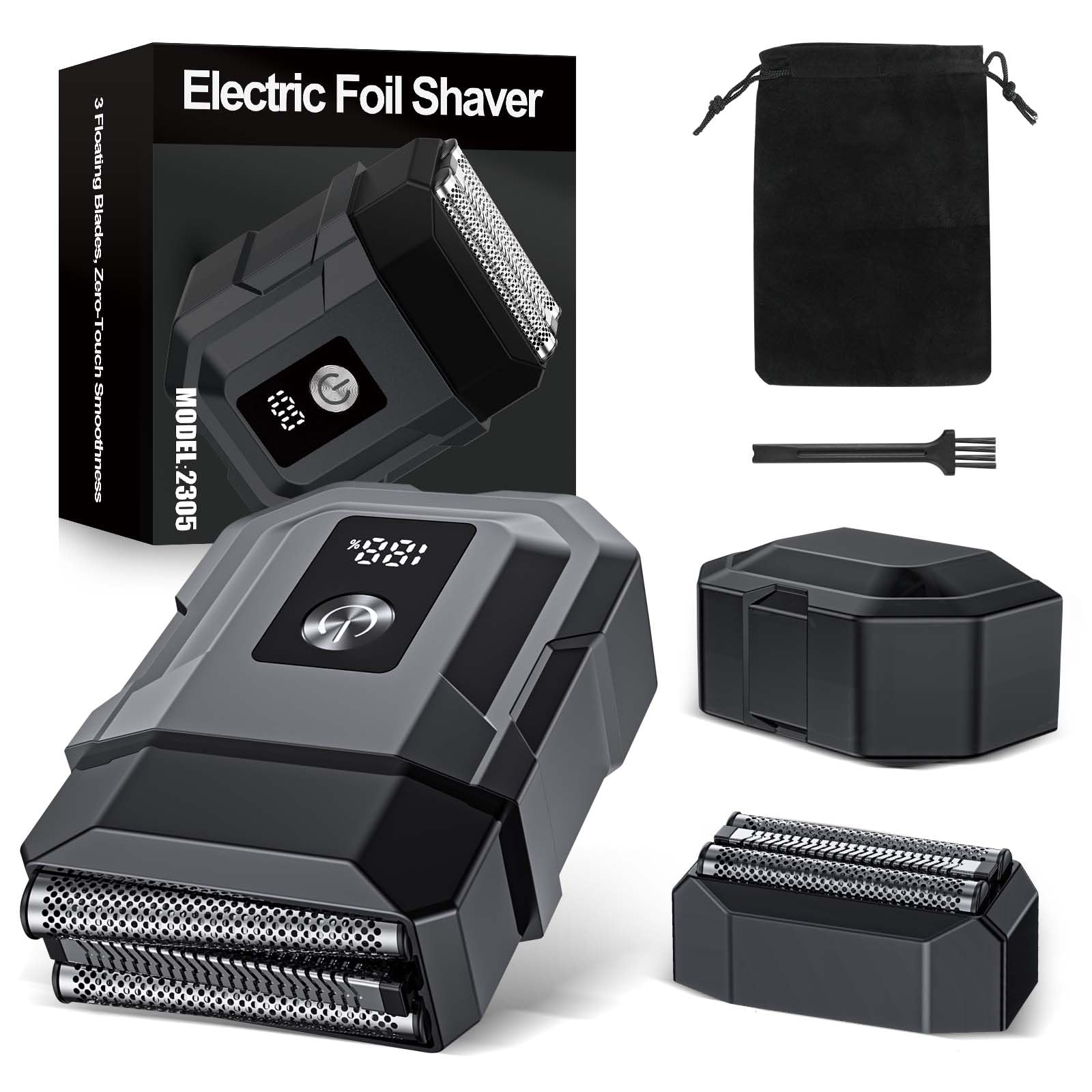 Electric Razor for Men, 3-Blade Foil Shaver with LED Display
