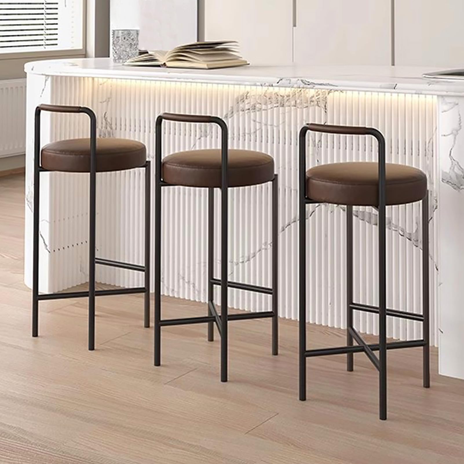 バースツール③ Amazon.co.jp: バースツール カウンター高さ3点セット、金属脚付き