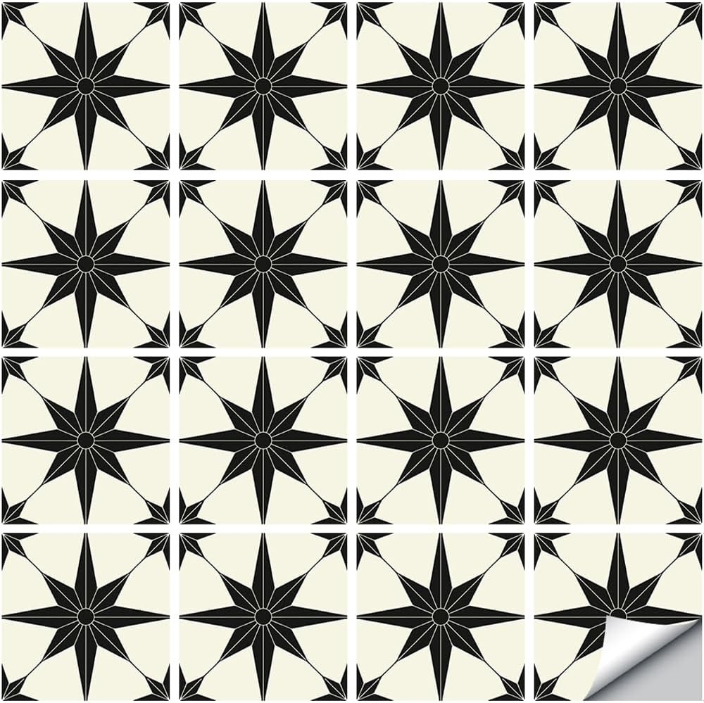 16 Pcs (6x6 in) Mandala Style Decorative Tile Stickers, Peel and Stick Self Adhesive Removable Tiles Backsplash Waterproof Kitchen Bathroom Furniture Staircase Home Decor Wall Sticker (DS-01-L)