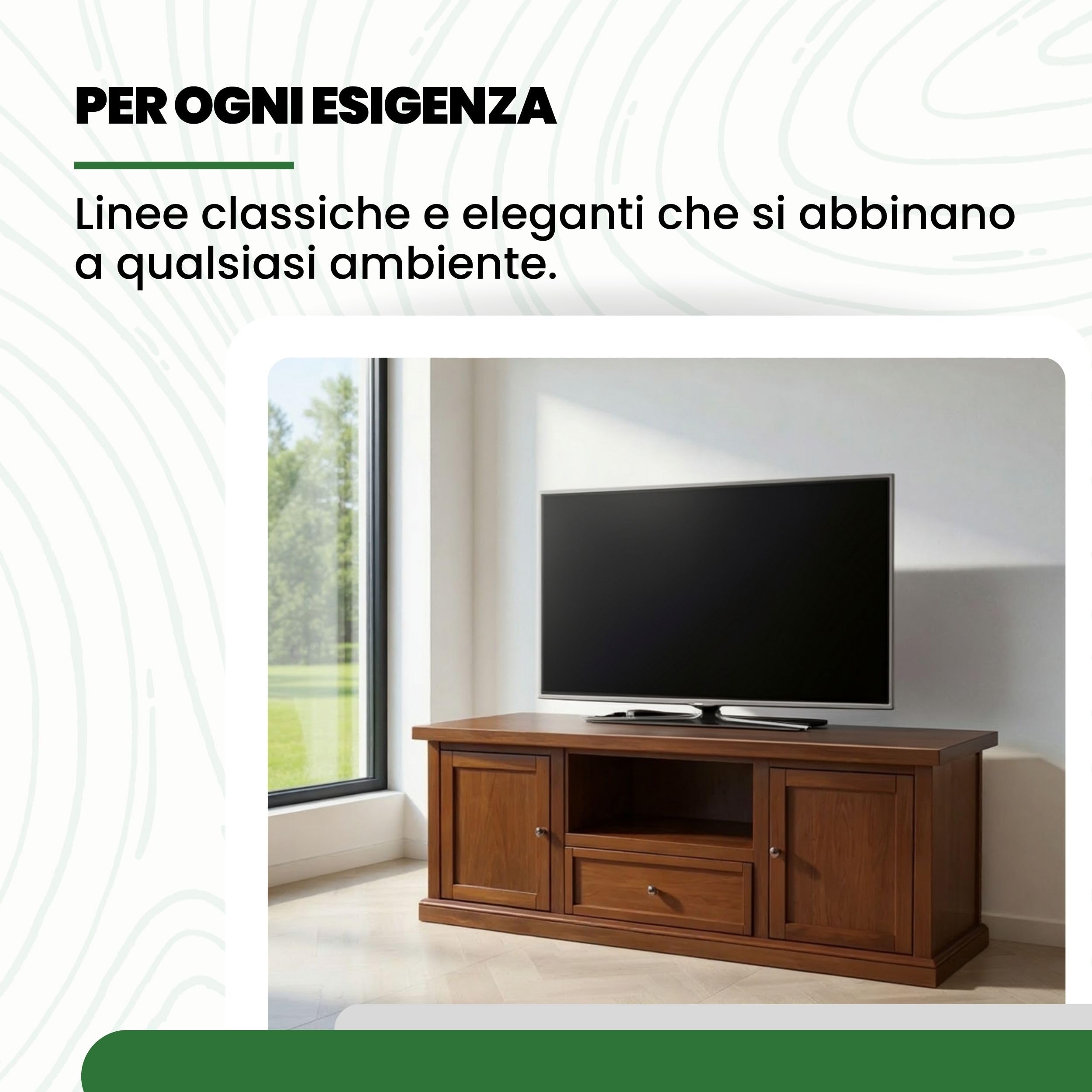 Mar.c.a. Design - Mobile Porta TV 2 Ante, 1 Cassetto e 1 Vano in Legno 160x45x57 cm - Mobile Arte Povera Soggiorno Made in Italy