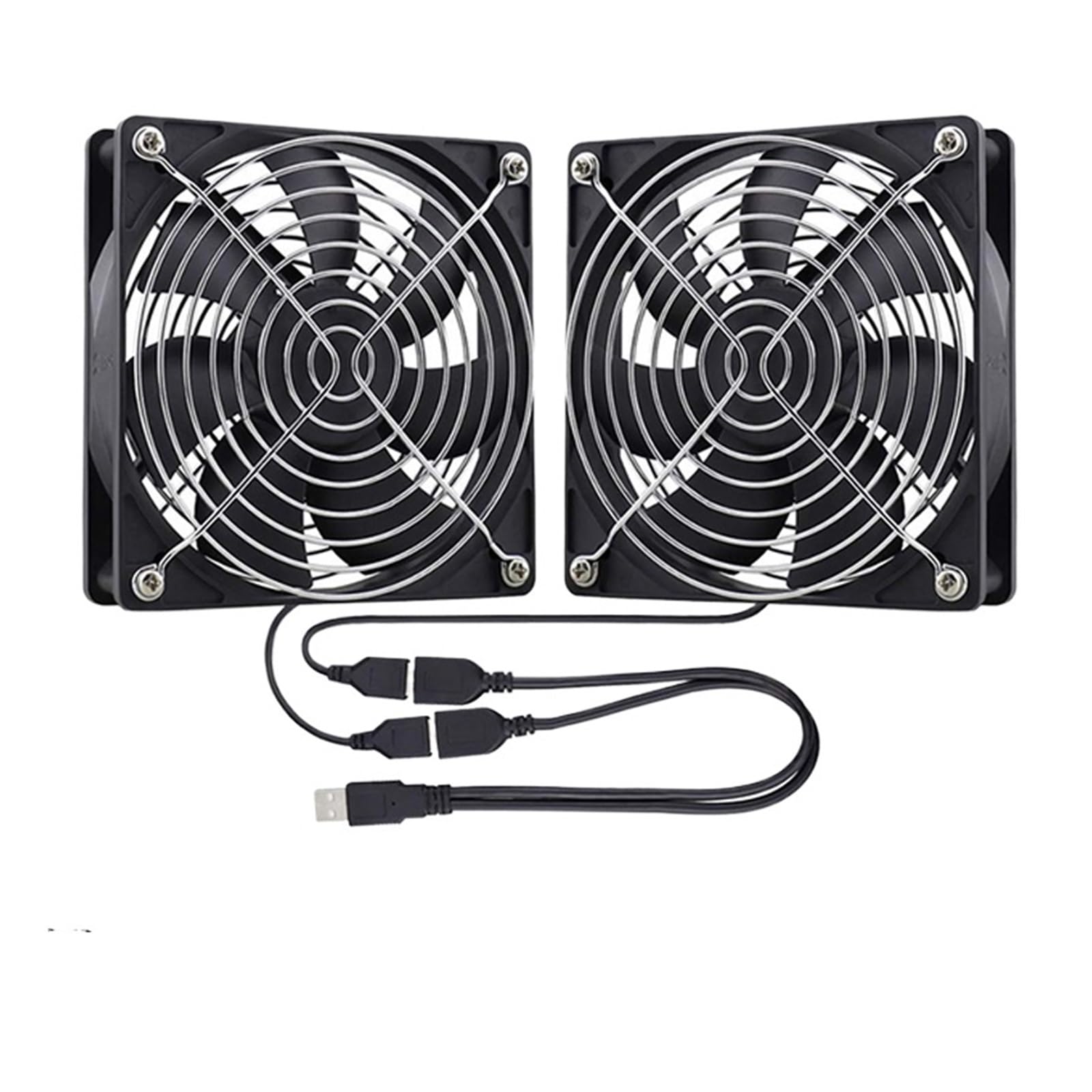 JJKKOZVQF 1PCS Dual 40mm 50mm 60mm 80mm 92mm 120mm 140mm DC 5V Powered USB Fans with 2 in 1 USB Cable(12025 2Ball 2000RPM)