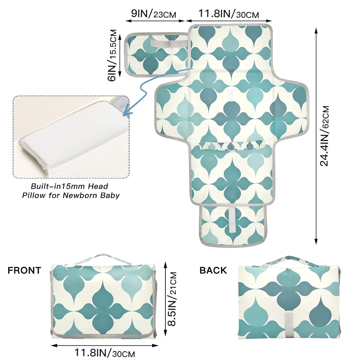 Green Pattern Reusable Changing pad Portable with Tissue Pocket Changing Pads for Table Infant Travel Station Kit cambiador de pa ales para Bebes