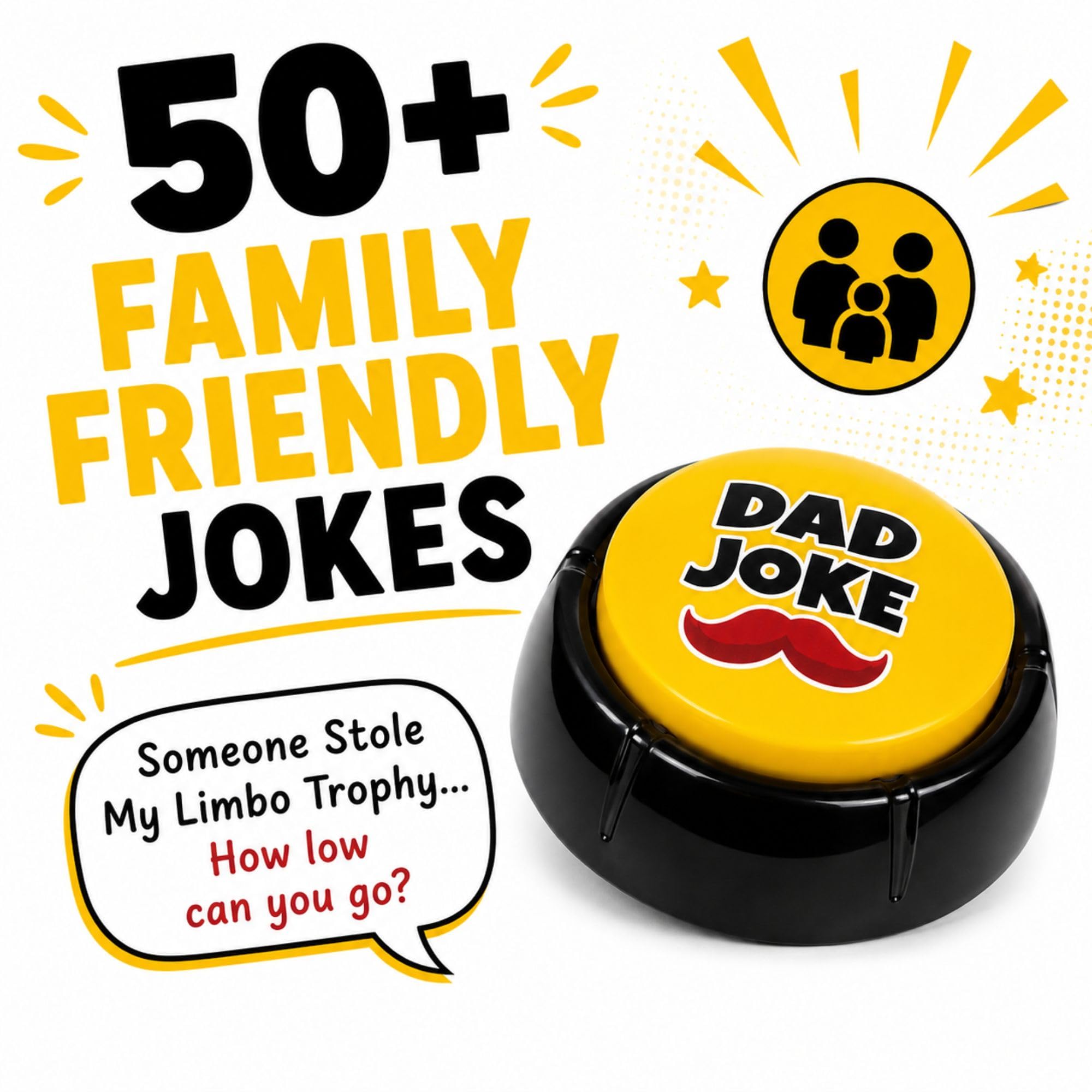 The Original Dad Joke Button | Funny Gift for Fathers, Men, Dad, Grandpa | Unique Present from Daughter or Son | White Elephant, Prank & Gag Gift | Cool Office Desk Toy Talking Gadget — Amazon image 5