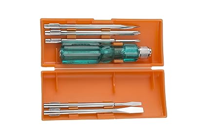 ACHRO 6-in-1 Pc Screw Driver Kit With 2 Flat Blades, 2 Phillips Head, 1 Round Poker Bar, Extension Rod With Storage Box For Multipurpose Use