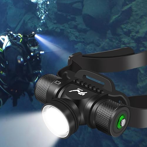 Miniatura 8 de WINDFIRE Luz de buceo, linterna de buceo de largo alcance, linterna de buceo de 5 modos, linterna de buceo ultra brillante, IPX8, impermeable, bajo