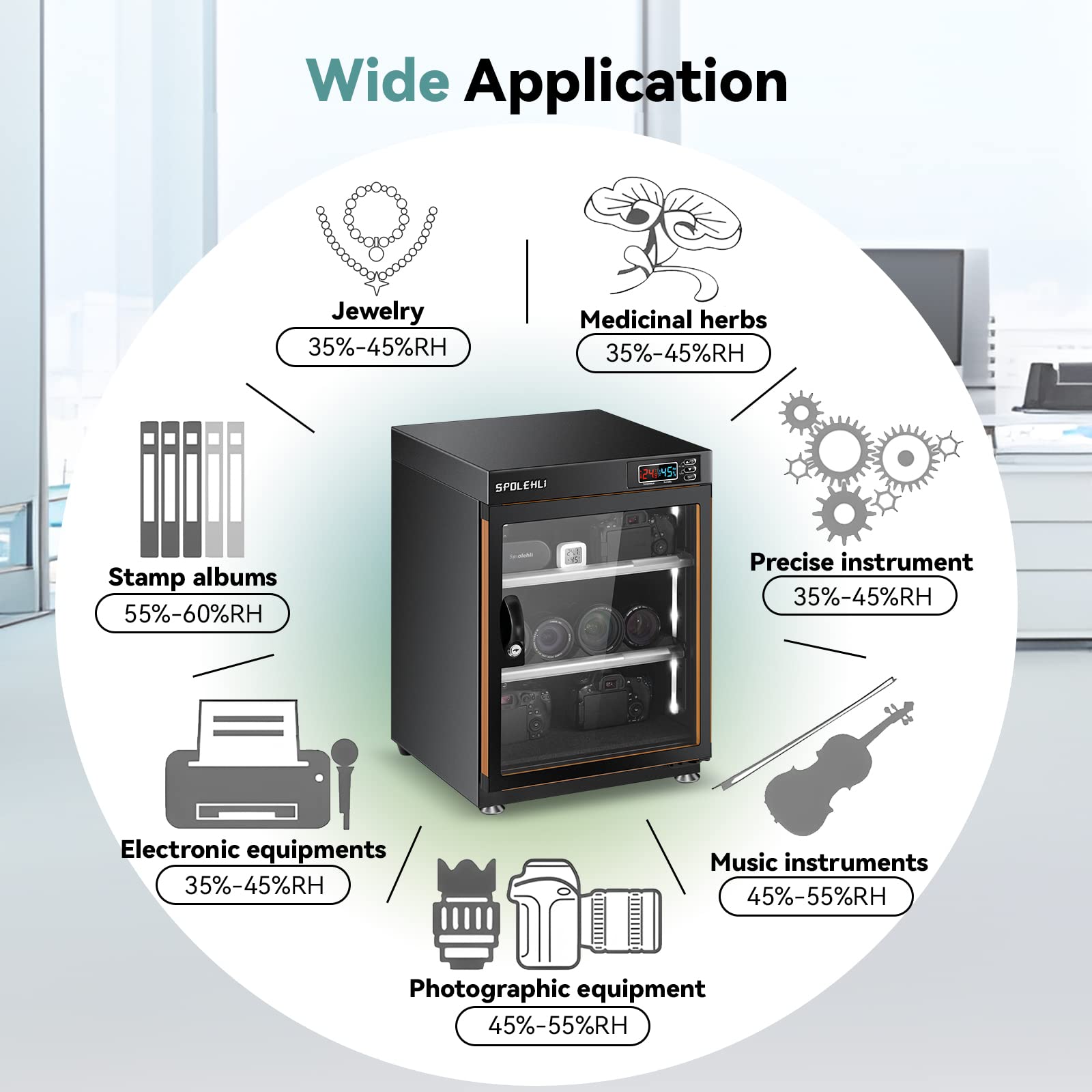Camera Dry Cabinet Digital Dehumidifier 70L Electronic Dry - View #3