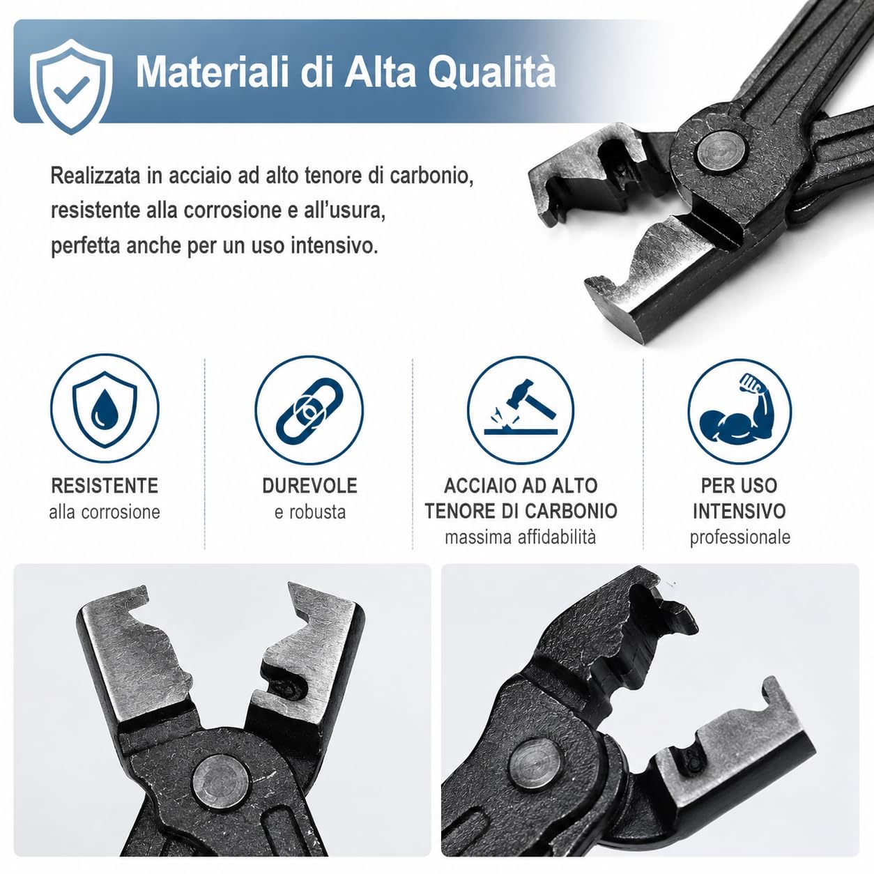 Pinza per Fascette Stringitubo Clic-R, 17 cm – Pinze Angolari Professionali in Acciaio, Impugnatura Antiscivolo, per Riparazioni Auto, Tubi Carburante, Manutenzione Meccanica