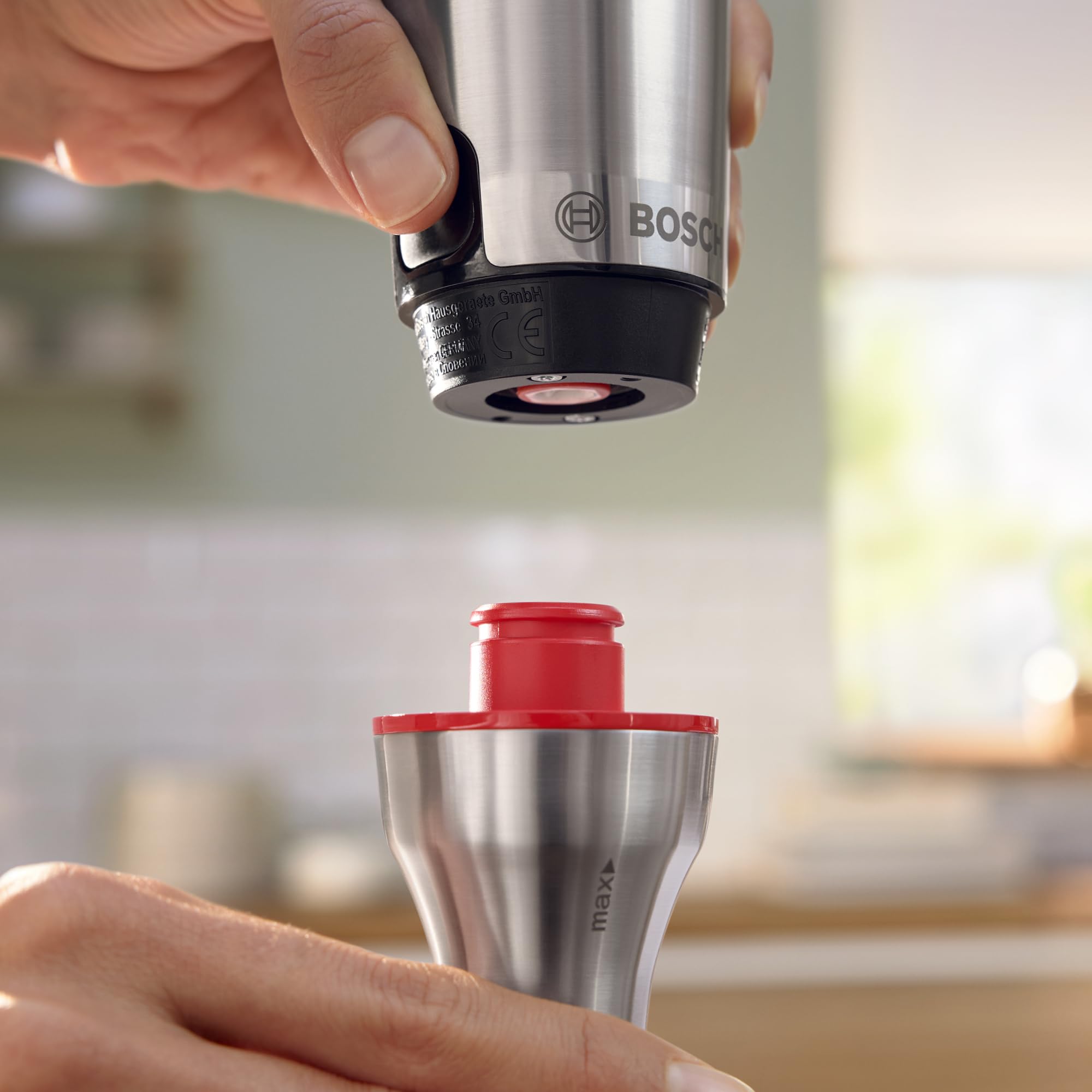 Bosch - Batidora ErgoMaster, Serie 6, 1200 W, QuattroBlade System Pro, Accesorios incluidos, Acero inoxidable, MSM6M830