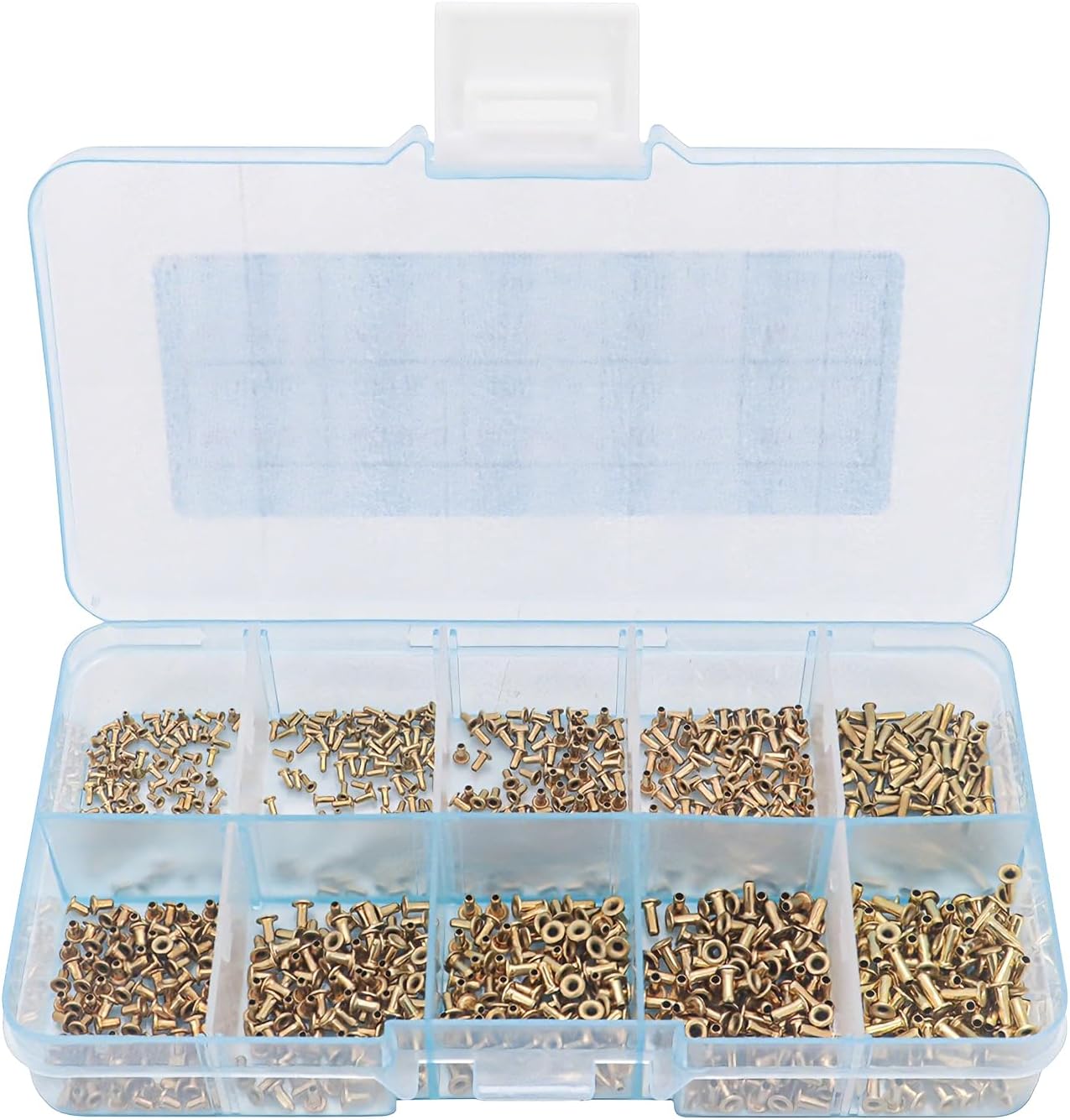 1000 Pcs Hollow Rivets, Brass Hollow Rivets, Hybrid Through-Hole Copper Rivets, Fully Hollow Eyelet Rivets, M0.9-M7