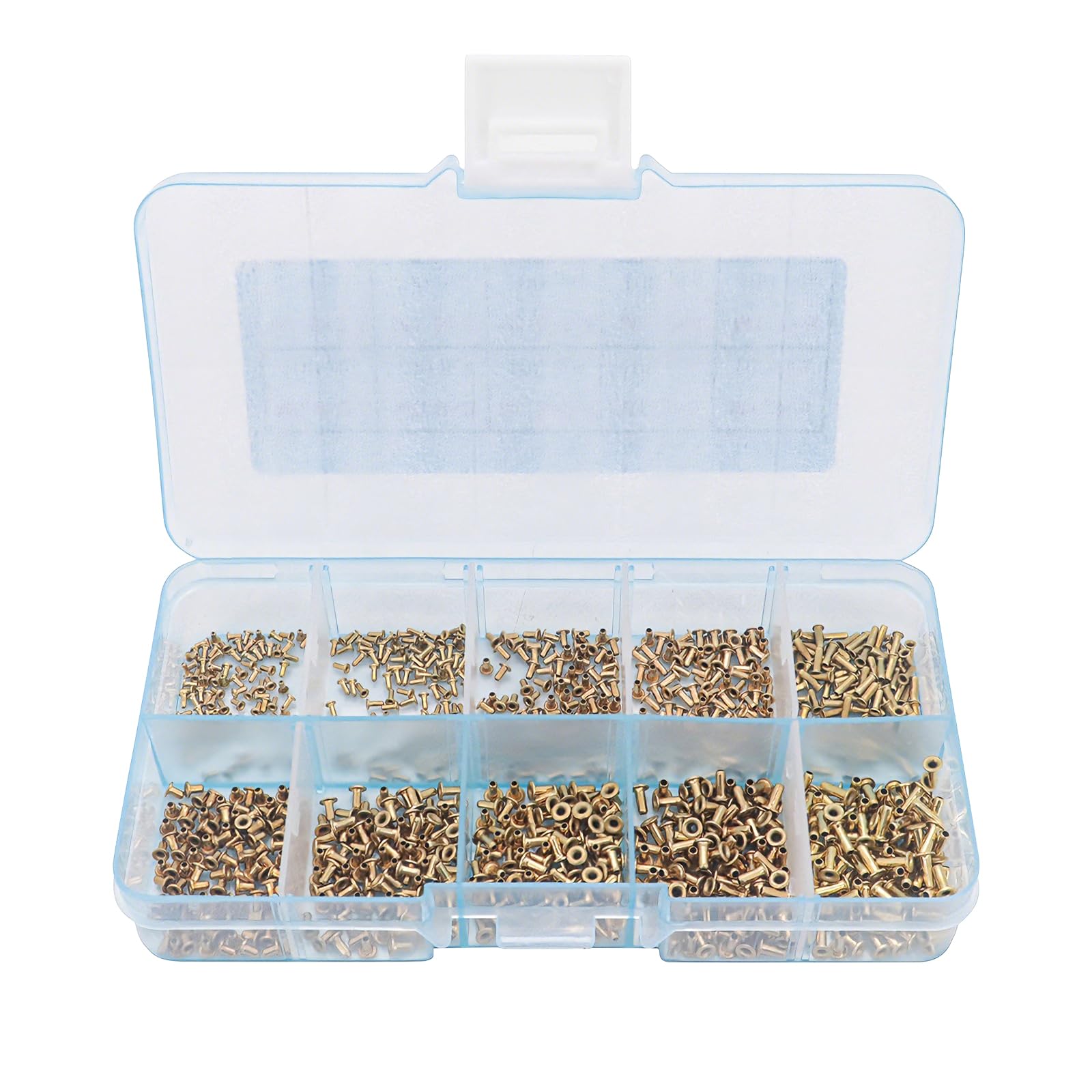 1000 Pcs Hollow Rivets, Brass Hollow Rivets, Hybrid Through-Hole Copper Rivets, Fully Hollow Eyelet Rivets, M0.9-M7