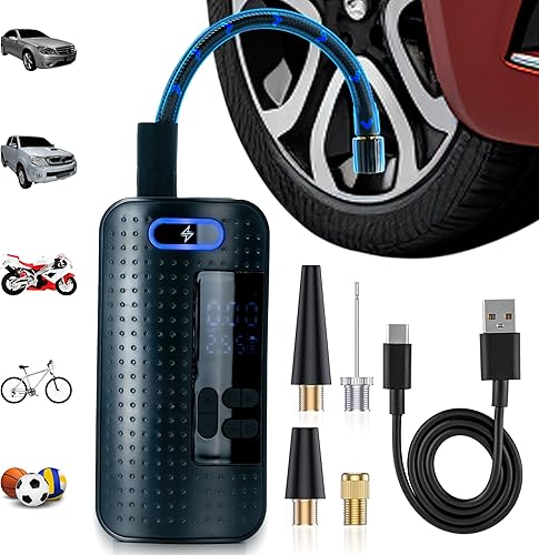 Regalosonline - Inflador eléctrico portátil recargable por USB, mini compresor de aire digital con pantalla LCD para automóvil, motocicleta,